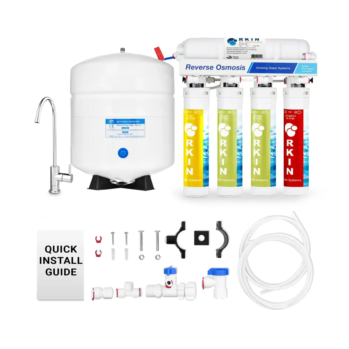 Flash Undersink Reverse Osmosis System with Chrome Lead - Free Faucet - RKIN
