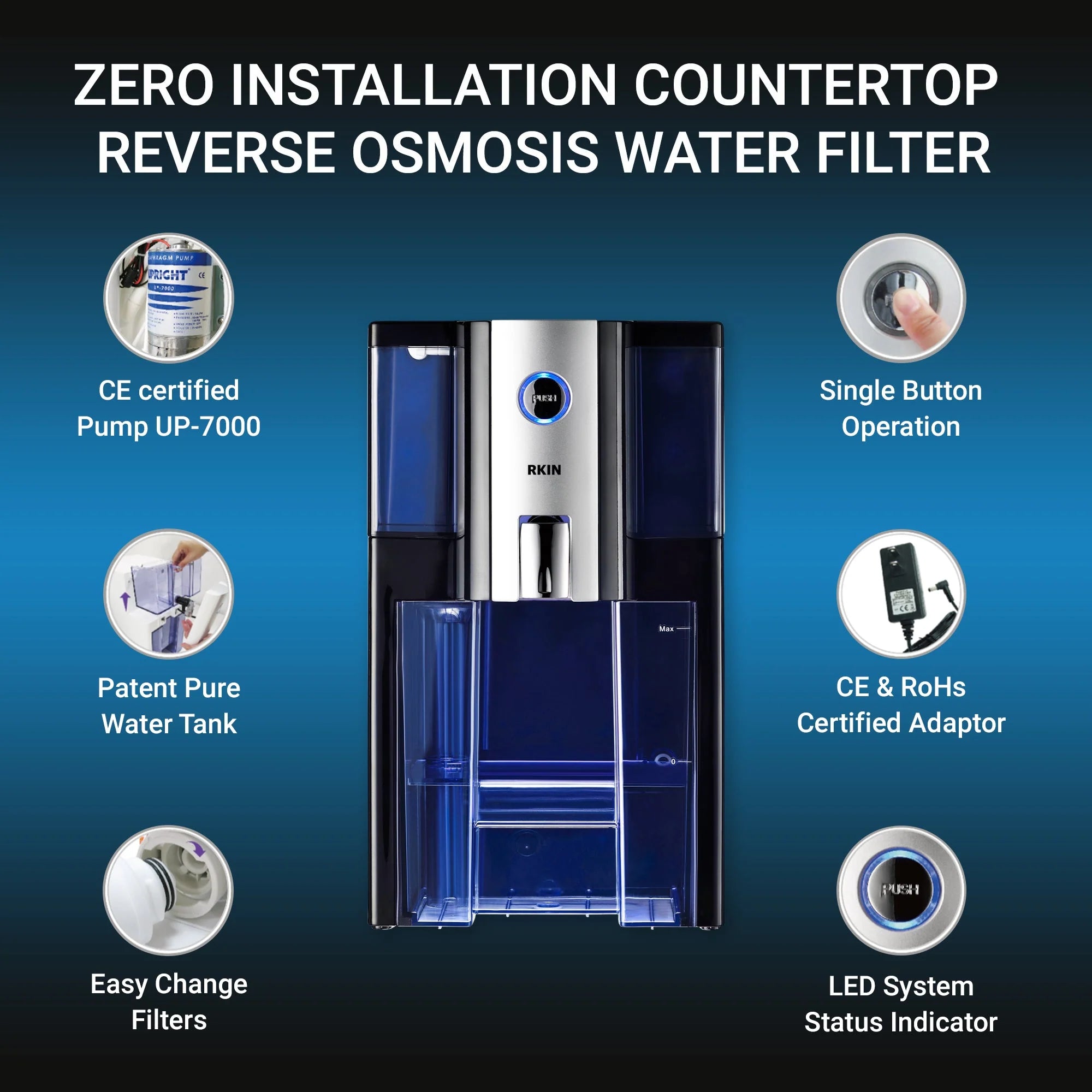Zero Installation Purifier Countertop Reverse Osmosis Water Filter - RKIN
